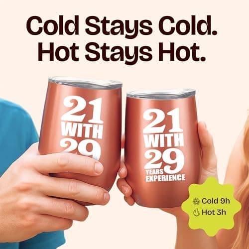 KLUBI 50th Birthday Gifts for Women Funny - 12 Ounce 21 with 29 years Experience Wine Glass 50th Birthday Gifts for Her, 50 Year Old Gift, 1975 Birthday Gifts For Women Turning 50