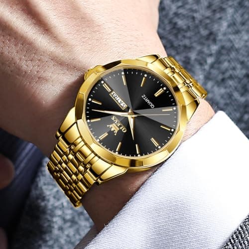 OLEVS Watch for Men Diamond Business Dress Analog Quartz Stainless Steel Waterproof Luminous Date Two Tone Luxury Casual Wrist Watch