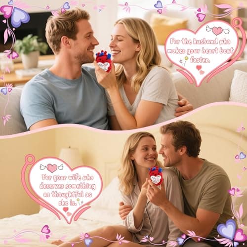 Mini Gifts for Him Her Couple Christmas Valentine’s Day To My Love Handmade Crochet Anatomical Heart Love Gift for Women Boyfriend Girlfriend Husband Wife Anniversary Christmas Valentines Birthday