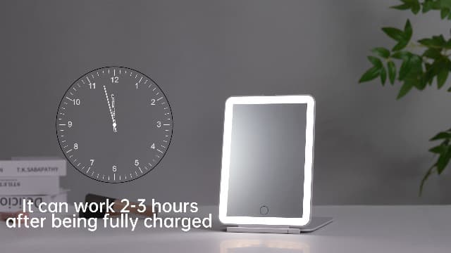 FUNTOUCH Rechargeable Travel Makeup Mirror with 72 Led Lights, Portable Lighted Beauty Mirror, 3 Color Lighting, Dimmable Touch Screen, Tabletop LED Folding Cosmetic Vanity Mirror