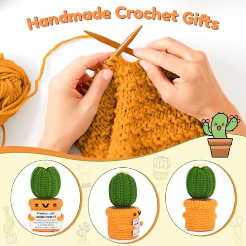 Funny Retirement Gift for Woman Men, Coworker Farewell Leaving Going Away Goodbye Gift for Women Coworker Boss Friend Teacher, Moving Away Off to College, Crochet Abandonment Cactus Decroration Card