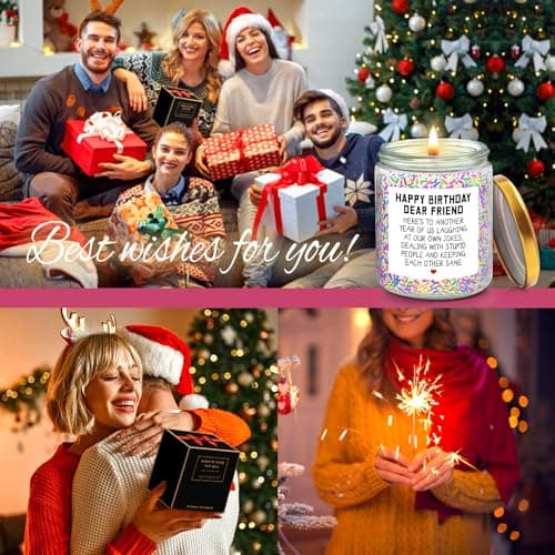 Happy Birthday Gifts for Women, Best Friends, BFF Friendship Gift for Women Funny Gifts for Woman, Best Friends, Her, Sister, Female, Coworker, Girlfriend, Bestie Christmas Candles Gift