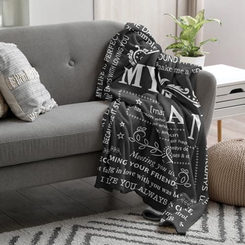 Anniversary Throw Gifts for Him, Gifts for Boyfriend Husband, Husband Boyfriend Blanket 50"X60", Men Birthday Gift Ideas, I Love You Present for Him Soft Throw Blanket