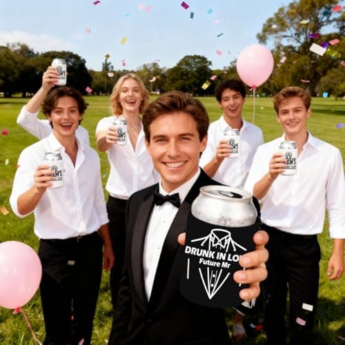 12pcs Beer Can Cooler Sleeves Bachelor Party Favors Bride And Groom Gifts Suit Dress Can Cooler Insulated Sleeves Decorations for Wedding Eve Gift for Men Groom Groomsman