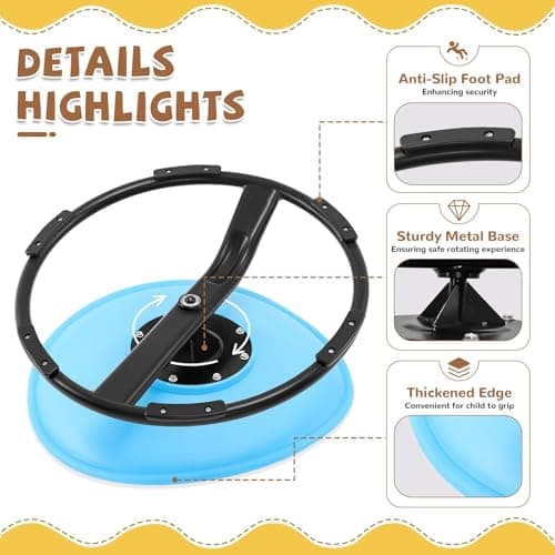 Zhenx Spinning Chair for Autistic Kids (3-18 Years), Sensory Swivel Chair for Teens with ADHD/Autism – 21×19 Inch 220LBS Weight Capacity Seat – Sit and Spin Calming Toy for Body Balance (Blue)