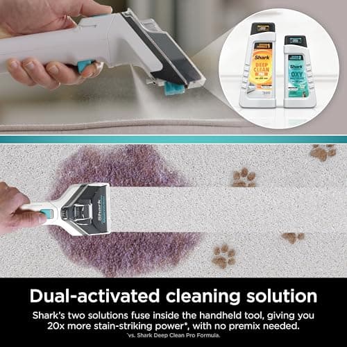 Shark CarpetXpert with StainStriker Upright Carpet, Area Rug & Upholstery Cleaner with Pet Mess Extractor Tool, Perfect for Pets, Carpet Shampooer, 3 Cleaning Tools, Cleaning Solutions, White, EX201