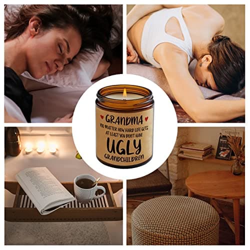 Niyewsor Grandma Gifts, Grandparents Day Gifts for Grandma, Lavender Scented Soy Wax Candle, Grandmas Birthday Gift from Grandchildren Granddaughter Grandkids, Handmade, 7oz