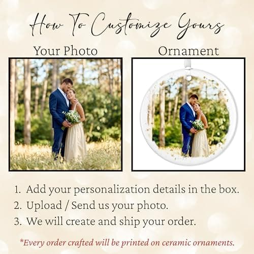 Personalized Our First Christmas as Mr and Mrs Double-Sided Ornament 2025, Custom Photo Ceramic Ornament, First Christmas Married Keepsake, Wedding Gift for Newlywed Couple