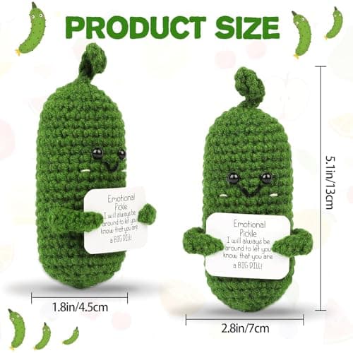 DAFURIET DAFURIET Mini Funny Pickle, 3 inch Knitted Wool Doll with Card for Cheer Up Gifts and Party Decorations, Cute Wool Emotional Pickle Crochet Doll for Birthday Gifts