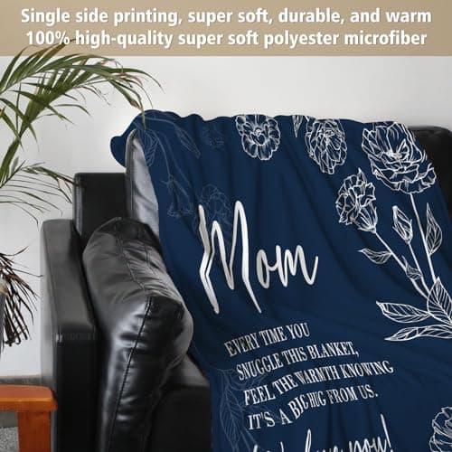 Mom Birthday Gifts, Gifts for Mom Blanket, to My Mother Birthday Gift from Daughter Son, Present for Moms for Christmas 60" x 50", Blue