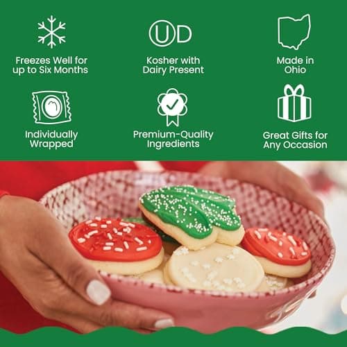 Cheryl's Cookies® Bow Gift Box with 24 Buttercream-Frosted Holiday Sugar Cookies, Individually Wrapped, Gourmet, & Fresh Delivery – Christmas Cookies, Holiday Dessert, Cookie Gift for Friends, Family, & Loved Ones
