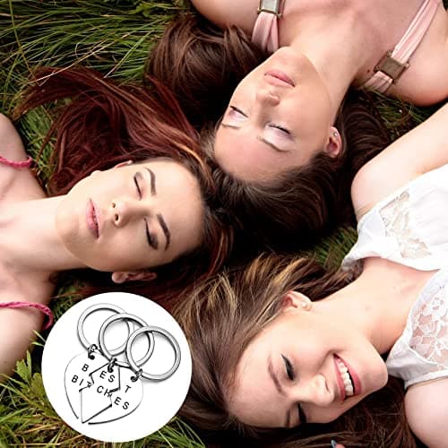 Miss Pink Best Friend Keychains Set Best Bitches BFF Besties Friendship Gifts Matching 2, 3, 4 Pieces Keychain for Women Teen Girls