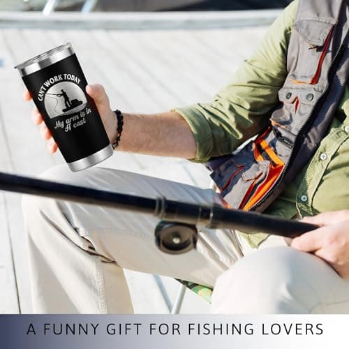 Fishing Gifts for Men - Gifts for Fisherman - Fisherman Gift for Men, Boys - Fishing Fathers Day Gift for Him - Fish Coffee Mug - 20 Oz Stainless Steel Tumbler