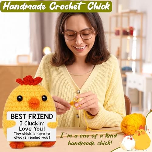 Best Friend Birthday Gifts for Women Friends Graduation Gift Bestie BFF Birthday Gifts I Love You Bestie BFF Friendship Gift Christmas Mothers Day Funny Handmade Crochet Animals Chicken