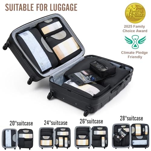 Veken 10 Set/8 Set Packing Cubes for Travel Essentials, Suitcase Organizer Bags in 4 Sizes, Carry-On Luggage Accessories with Large Laundry & Toiletry Bag, Must-Have for Airplane, Road Trip & Camping