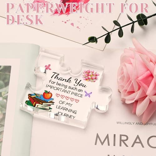 Funnli Teacher Gifts, Back to School Teacher Gifts, Teacher Appreciation Gifts Acrylic Plaque, Thank You Graduation Valentines Day Christmas Gifts for Women Teacher Classmate Study Partner Roommate