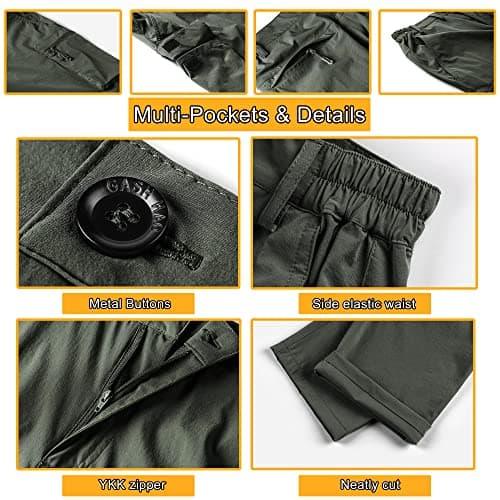 Gash Hao Mens Hiking Convertible Pants Outdoor Waterproof Quick Dry Zip Off Lightweight Fishing Pants