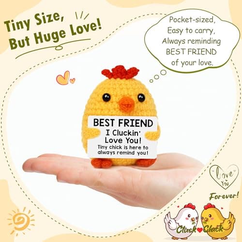 Best Friend Birthday Gifts for Women Friends Graduation Gift Bestie BFF Birthday Gifts I Love You Bestie BFF Friendship Gift Christmas Mothers Day Funny Handmade Crochet Animals Chicken