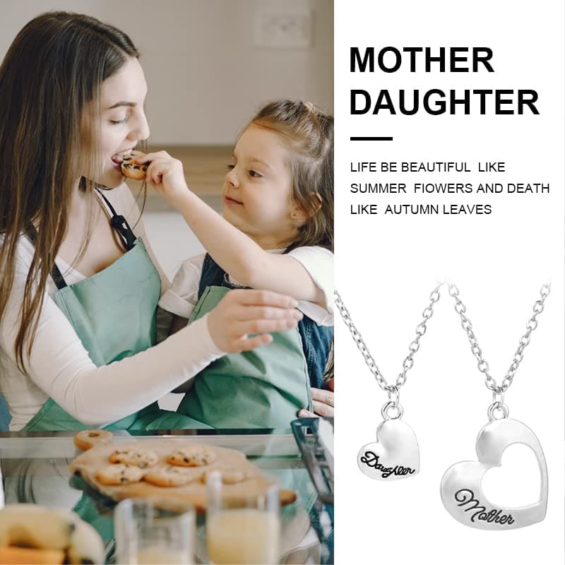 ShiQiao Spl Gift for Daughter Mom Matching Heart Pendant Jewelry Mother Daughter Necklace Mothers Day Gifts for Mom Birthday Gifts
