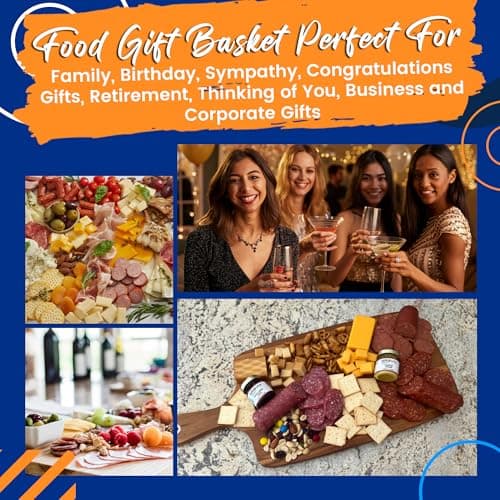 Deluxe Meat and Cheese Gift Basket – Gourmet Charcuterie Assortment Charcuterie Food Items, Meat Cheese Assortment, Food Gifts for Men, Tailgating, Business, Congratulations, Care Packages, Thanksgiving and Christmas Gifts - 11-item Bundle