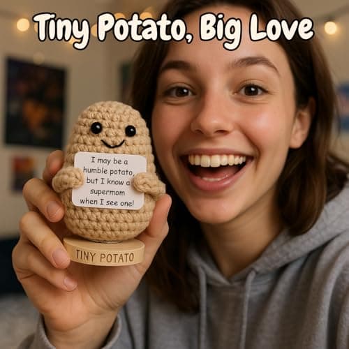 New Mom Gifts for Women - Tiny Potato with 30 Empowering Signs for New Moms - Gift for First Mothers Day - Postpartum Gift Idea for 1st Time Mother | Emotional Support Crochet for Moms After Birth