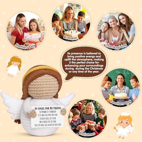 Best Friend Birthday Gifts for Women Men, Christmas Decorations for Bestie BFF Sister, Friendship Gifts for Women Friends Her Him Female Male Boys Girls, Funny Handmade Crochet Angel Stocking Stuffers