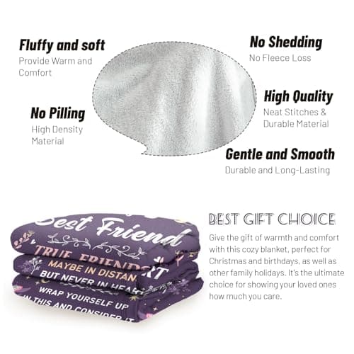 Best Friend Blanket Gifts on Christmas, Friendship Blanket Gifts for Women, Work Bestie, BFF, Soul Sister, for Women Friends on Mothers Day, Birthday, Xmas, to My Friend Throw Blanket, 60"x50"