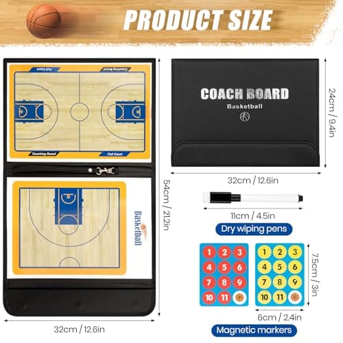 Basketball Coaching Board Coaches Clipboard Tactical Magnetic Board Kit with Dry Erase, Marker Pen and Zipper Bag (Basketball Board) (Basketball Coaching Board) (Basketball Coaching Board)