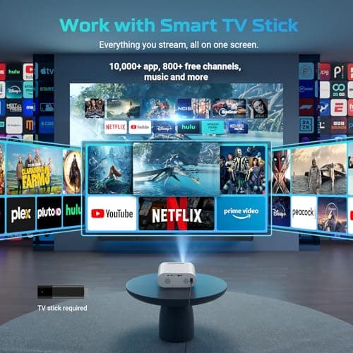 GooDee Smart Viedo Projector 4K with WiFi and Bluetooth, 1000ANSI Brightness Auto Keystone Focus Mini Movie Projector Portable for Home Theather Indoor/Outdoor