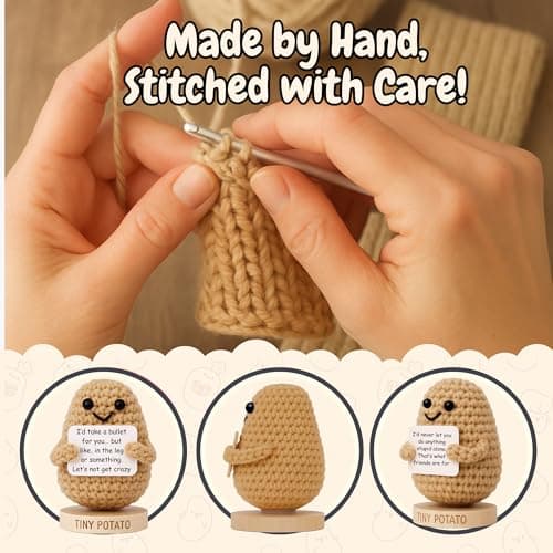 Funny Friendship Gifts for Women Men - Sassy Tiny Crochet Potato with 30 Uplifting Hilarious Cards for Friends, Bestie, BFF, Bestfriend, Coworkers - Best Friend Birthday Present Idea for Women, Her