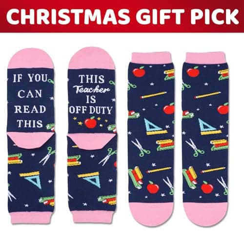 Book Lover Gifts - Funny Reading Teacher Socks for Readers Women Men With Greeting Card