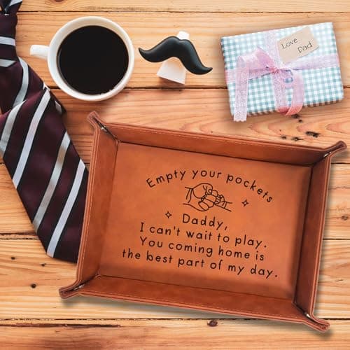 Birthday Gifts for Dad, Leather Tray for Dad, New Dad Gifts for Husband from Wife, Best Dad Gifts from Son Daughter, Christmas Thanksgiving Sentimental Gifts for Father Husband Stepdad