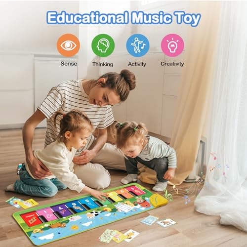 FOKI Floor Piano Mat for Toddlers, Baby Kid Sensory Educational Dancing Keyboard Carpet Animal Sounds Blanket Touch Playmat Musical Mats Birthday Toddler Toys for 1 2 3 4 5 Year Old Boy Girl Gifts