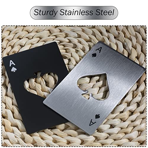 Wine Bottle Opener Stainless Steel Credit Card Size Casino Beer Bottle Opener Cap Opener for Your Wallet Wedding Party Groomsmen Bridesmaid Gifts 6 Pcs (Black)