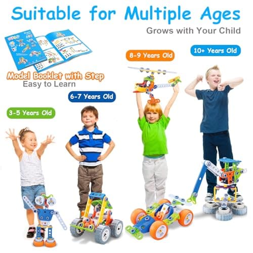 10 in 1 STEM Toys for 4 5 6 7 8+ Year Old Boy Girl Birthday Gifts Building Toys for Kids Ages 4-8 5-7 6-8 Preschool Educational Stem Activities for Boys 3-5 4-6 8-10 Creative Games Christmas Idea Gift