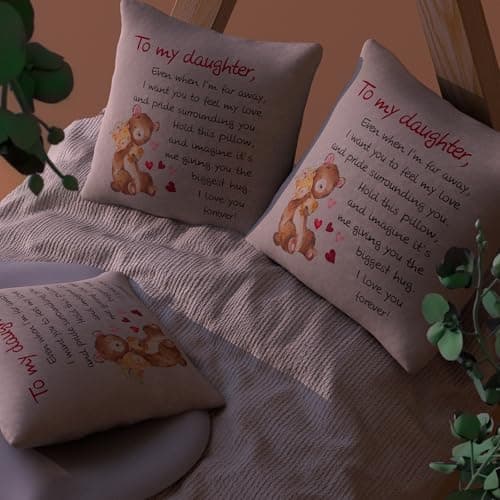 Daughter Gifts from Mom18x18 Throw Pillow Cover - Best Daughter Ever from Mom & Dad, Birthday Gifts for Daughters, to My Beloved, Decorative Pillow Case for Her, Special Occasion Keepsake
