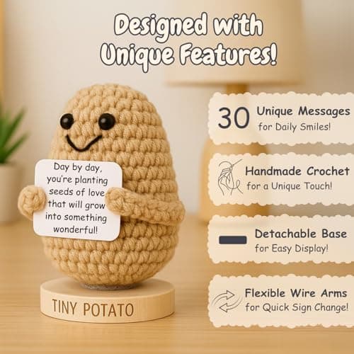 New Mom Gifts for Women - Tiny Potato with 30 Empowering Signs for New Moms - Gift for First Mothers Day - Postpartum Gift Idea for 1st Time Mother | Emotional Support Crochet for Moms After Birth