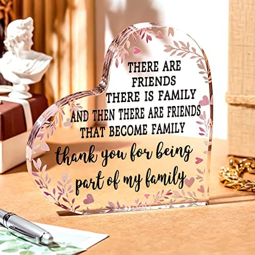 Christmas Friendship Gift for Women Girls Going Away Best Friend Birthday Gifts Friend Acrylic Plaque for Coworker Retirement Christmas Keepsake Decor(Heart)