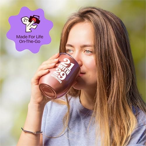 KLUBI 50th Birthday Gifts for Women Funny - 12 Ounce 21 with 29 years Experience Wine Glass 50th Birthday Gifts for Her, 50 Year Old Gift, 1975 Birthday Gifts For Women Turning 50