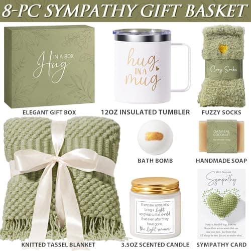 Sympathy Gift Baskets Sympathy Gifts for Loss of Loved One Mother Father Husband Mom Dad, Memorial Condolences Grief Bereavement Gift Ideas for Loss, Miscarriage Gifts for Mothers Women Care Package