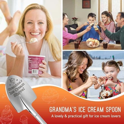 Gifts for Grandma Funny Christmas Grandma Birthday Gifts for Women Grandmother Gigi Nana Granny Mothers, from Grandkids for Christmas Stocking Stuffers Cute Engraved Grandma's Ice Cream Shovel Spoon