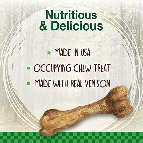 Nylabone Healthy Edibles WILD Natural Dog Chew Treats for Large Dogs, Long Lasting Dog Healthy Chew Bones Made in USA, Venison Flavor, For Dogs Up to 50 lbs. (1 Count)