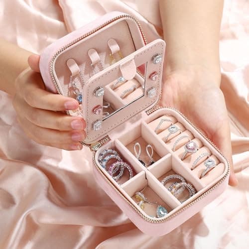 Parima Gifts for Girls - Gifts for Kids, Girl Gift Idea, 6 7 8 9 10 11 12 13 14 15 16 Year Old Girl Birthday Gifts, Teen Girl Gifts Trendy Stuff Travel Jewelry Case Box - Letter A, Pink