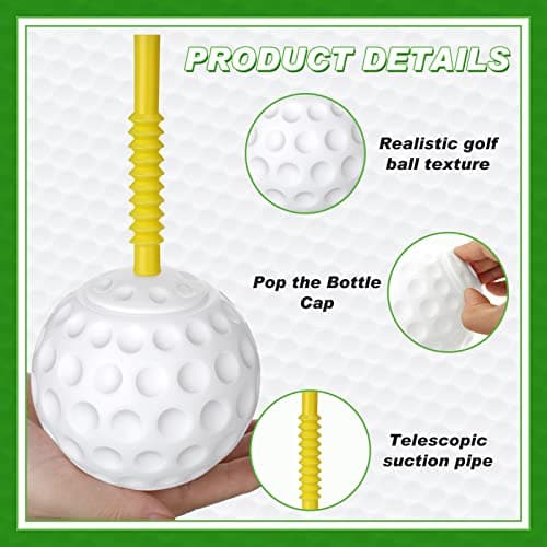 Golf Ball Cups with Lid and Straw 14 oz Plastic Golf Party Favors Shaped Decorations for Party Supplies for Kids Drinking Themed Parties(24 Pieces)