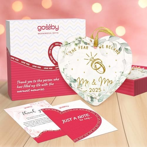GOSSBY Wedding Ornament 2025 - The Year WE Became MR MRS - 2025 Wedding Gift for Couple - Bridal Shower, Newlywed, Just Married, Mr Mrs Gift for Bride Groom - 1st Married Couple Christmas Decor