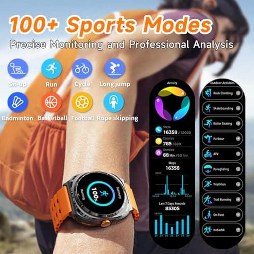 Smartwatch with Earbuds(Answer&Make Calls) IP67 Water Resistant Watch(2 Straps), Sports Watches 100+ Sports Modes (Cycling/Fitness/Hiking), DIY Watch Faces for Men Dad Husband