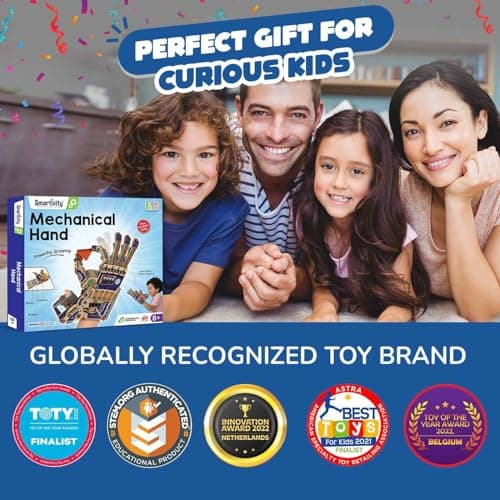 Smartivity DIY Robotic Mechanical Hand STEM Toy for Kids 8-9-10-11-12-13-14 Years Old | 2024 Parents Choice Award Winner I Birthday Gift for Boys & Girls | Engineering Kit for 8-14 Years Old