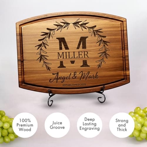Personalized Wedding Gifts for Couples 2025, Custom Walnut Cutting Board for Kitchen, Personalized Bridal Shower, Best Wedding Registry and Engagment Gift