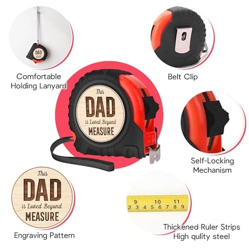 Gossby Tape Measure for Dad - Fathers Day, Birthday, Christmas - Woodworking, Carpenter Tool Gift for Men