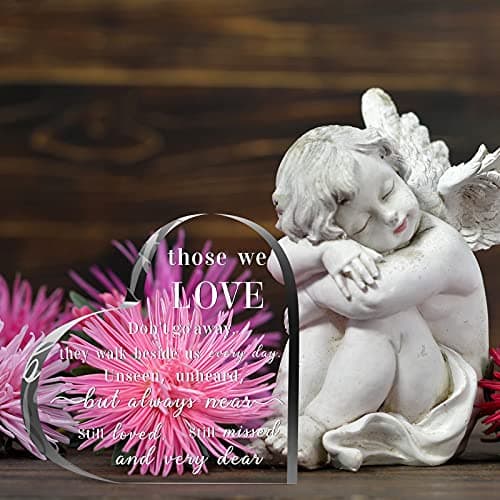 Jetec Bereavement Gift Acrylic Heart Sympathy Memorial Condolence Gift for Loss of Loved One Remember Me Grieving Present for Remembrance Table Decor(6 x 6 x 0.6 Inch)